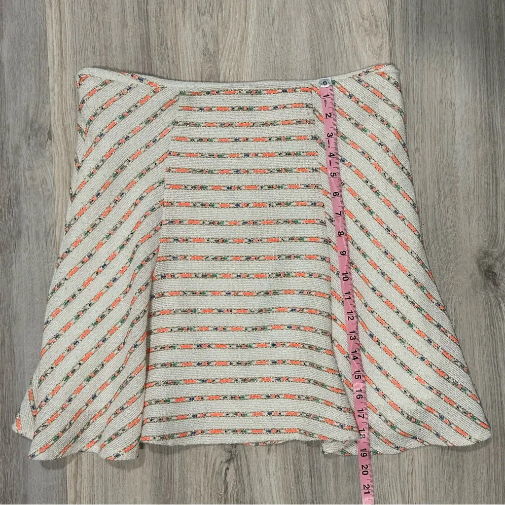 Maeve Anthropologie Lucaya Tweed Twirl Swing Ivory Gold Stitch Skirt Size 12 USA - Image 2