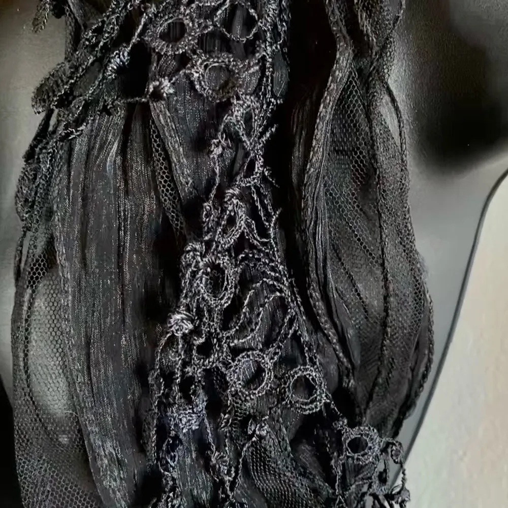 Black Lace & Sheer Scarf - Image 3