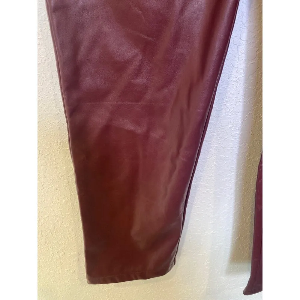 Lulu’s Hit Your Mark Burgundy Vegan Leather Straight Leg Pants EUC XL Women’s - Image 3