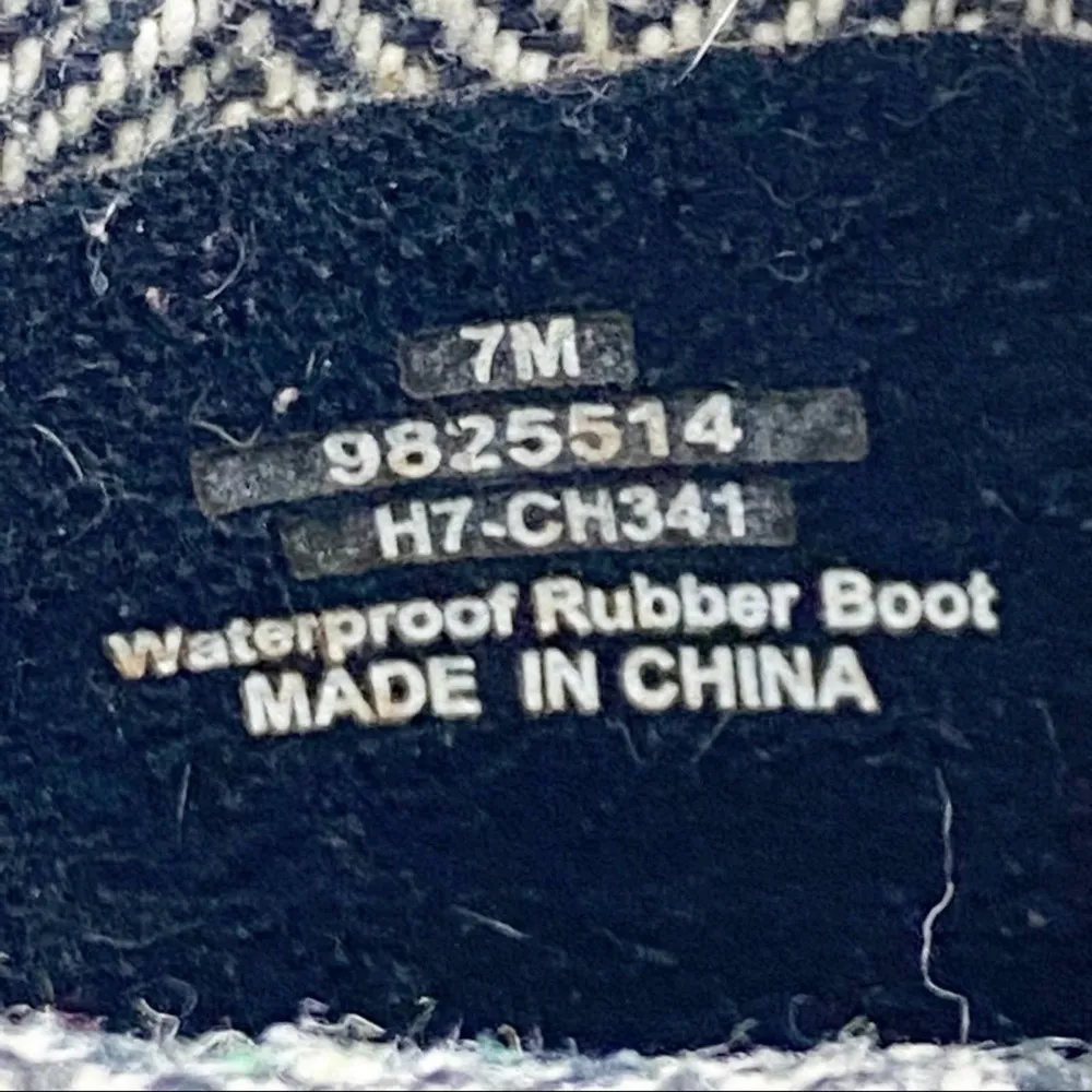 SPERRY Black Top Sider Herringbone Wedge Rain Boots, Size 7 - Image 3