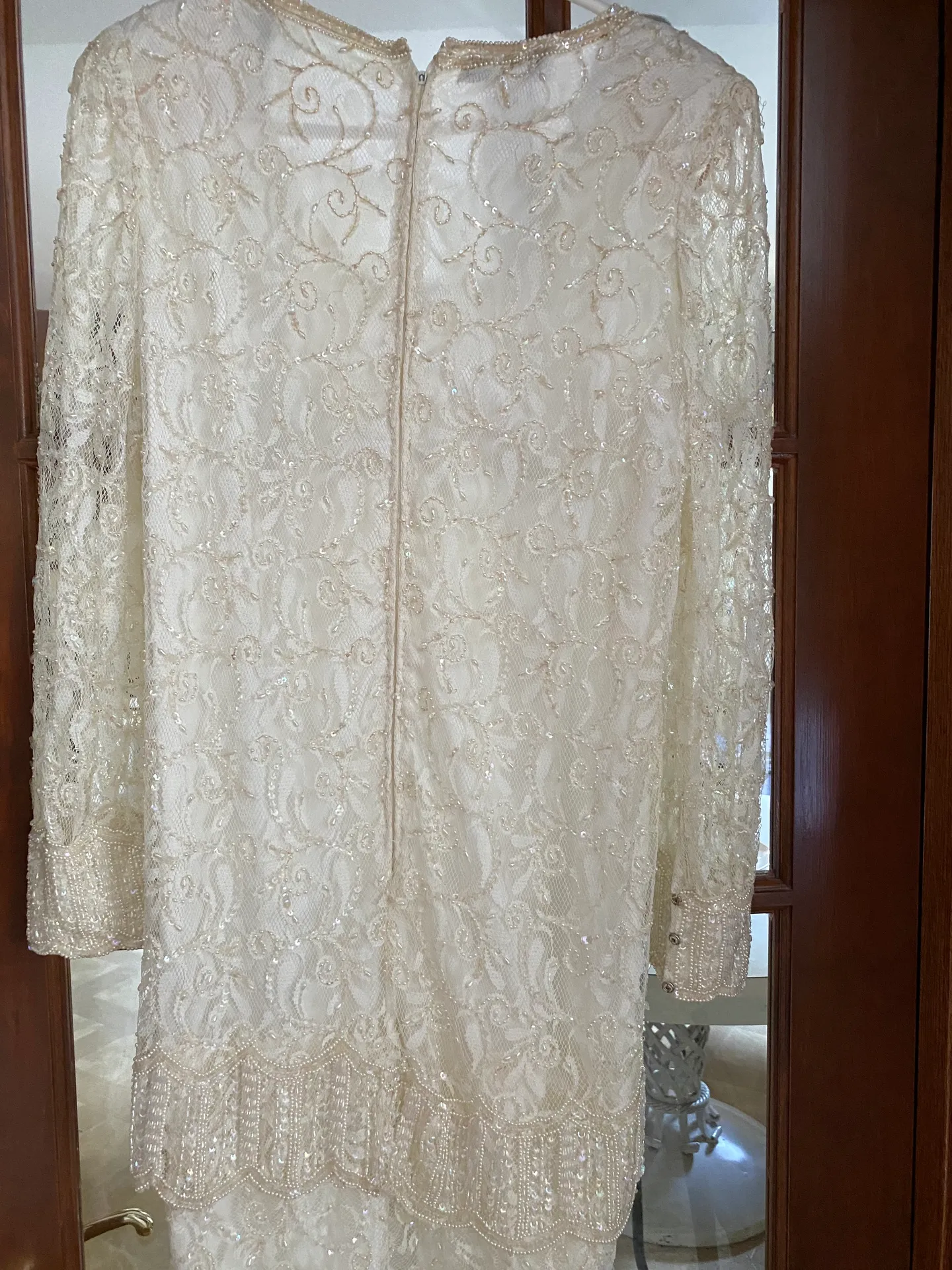 Beaded And Sequined Long White Formal Dress - Image 4