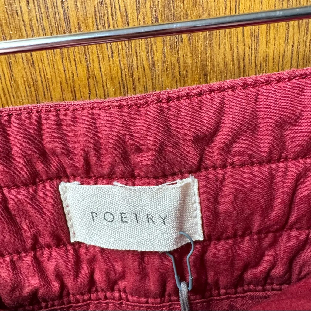 NEW Poetry Heavy Linen Straight Leg Trousers Pants Cranberry Red US 12 NWT $188 - Image 9