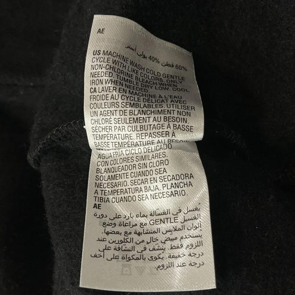 Karen Scott Sport Small Fleece Sweatshirt Long Sleeve V-Neck Collared Black New - Image 6