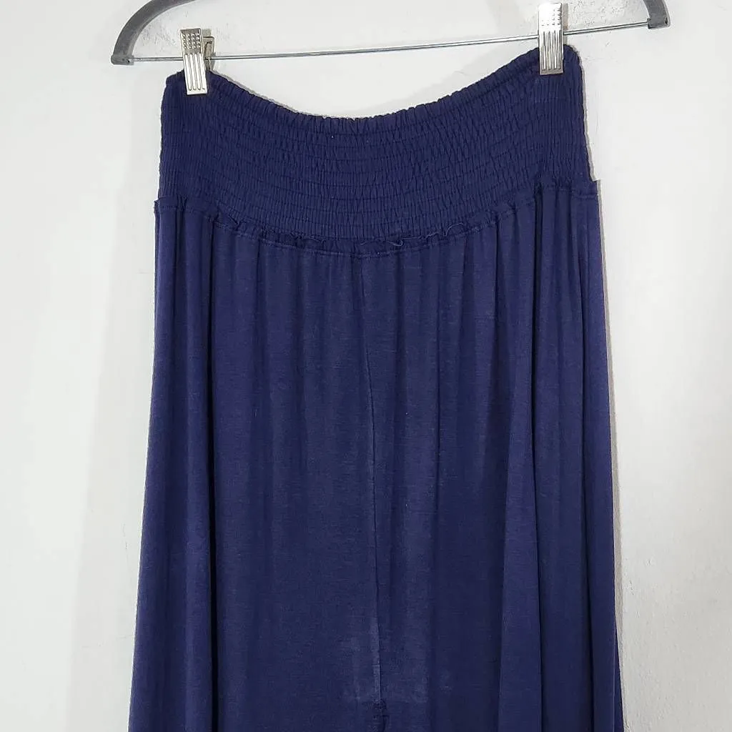 True Craft Navy High Low Dyed Knit Skirt NWT Size Small Blue Dyed Boho Skirt - Image 2