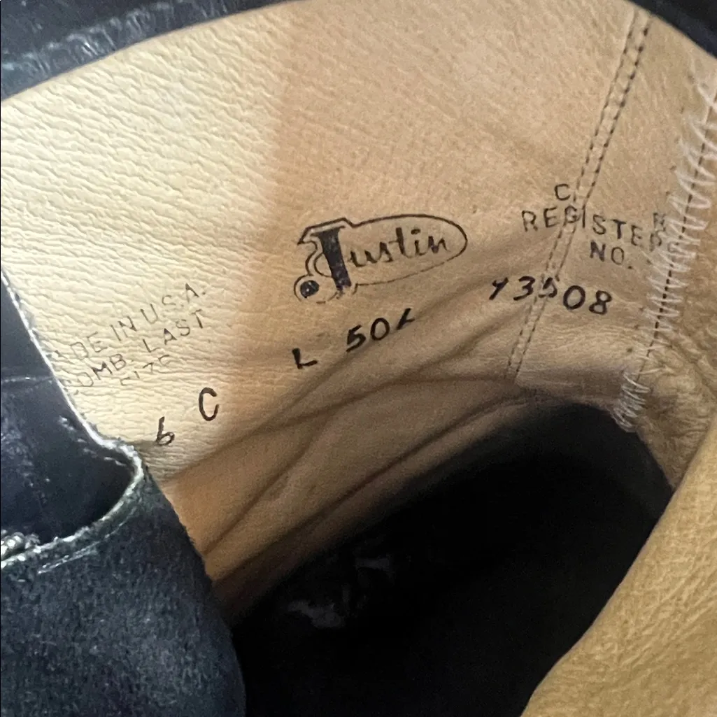 Vintage Justin Kiltie Leather Black Mid Calf Western Equestrian Lace Riding Boot - Image 10