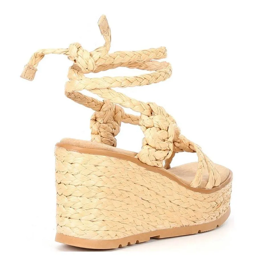NEW  Revolve* Geissa Platform Wedge Espadrille Sandals Nude, Size 11B $158 - Image 12