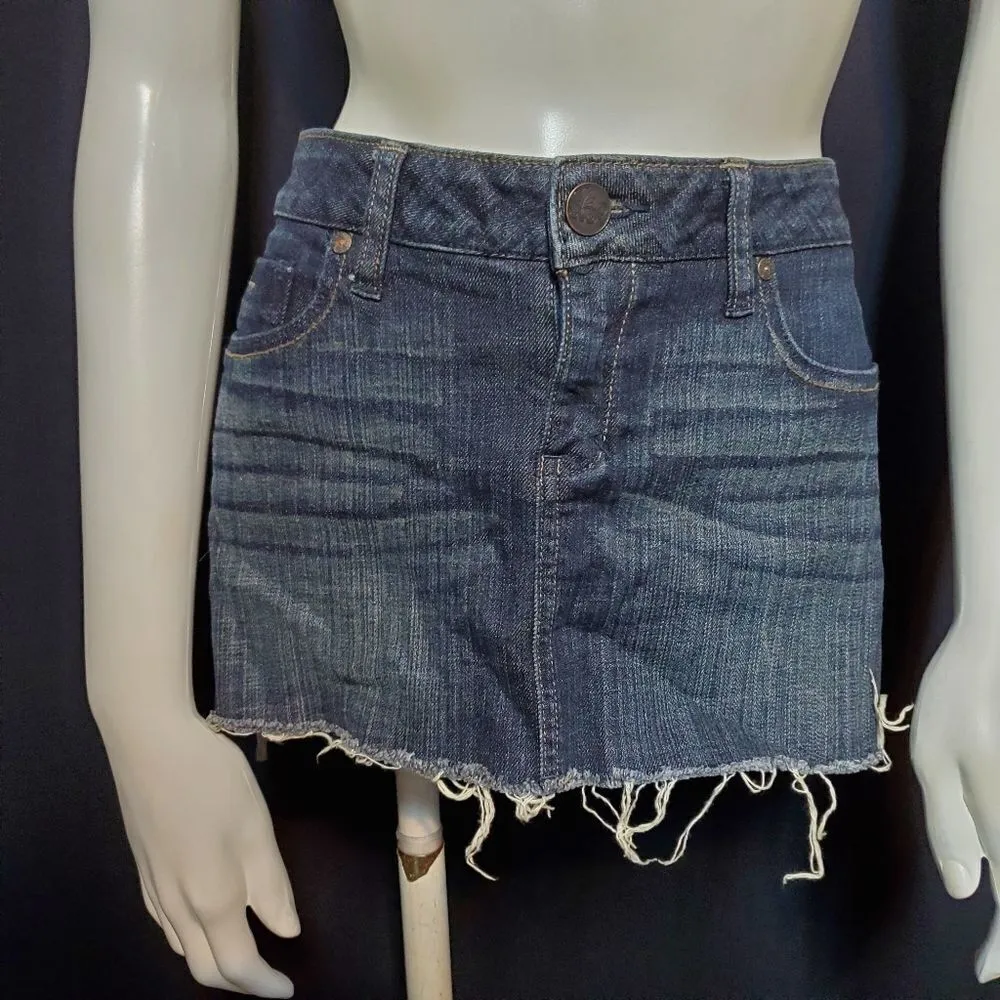 Refuge Blue Raw Edge Denim Skirt (9) - Image 2