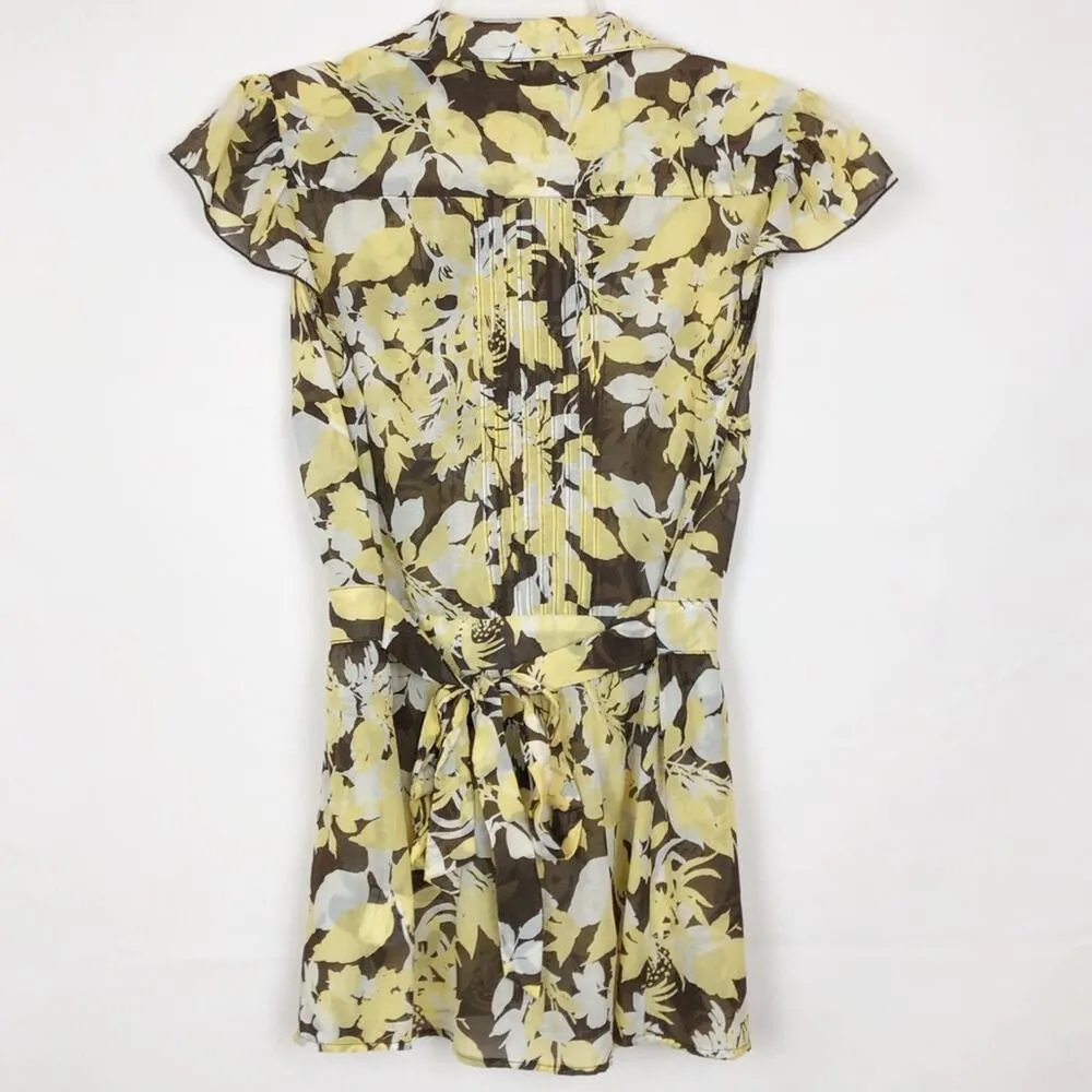 Y2K Vintage Lily Womens Top Medium Floral Dark Boho Forest Fairy Cottagecore Yellow - Image 2