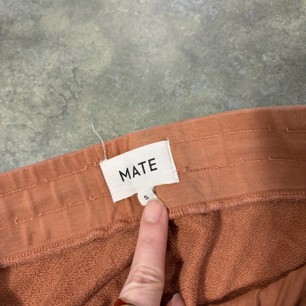 MATE THE LABEL COTTON THERMAL JOGGERS / SWEATPANTS - CAMEL- SMALL CASUAL OUTDOOR - Image 4