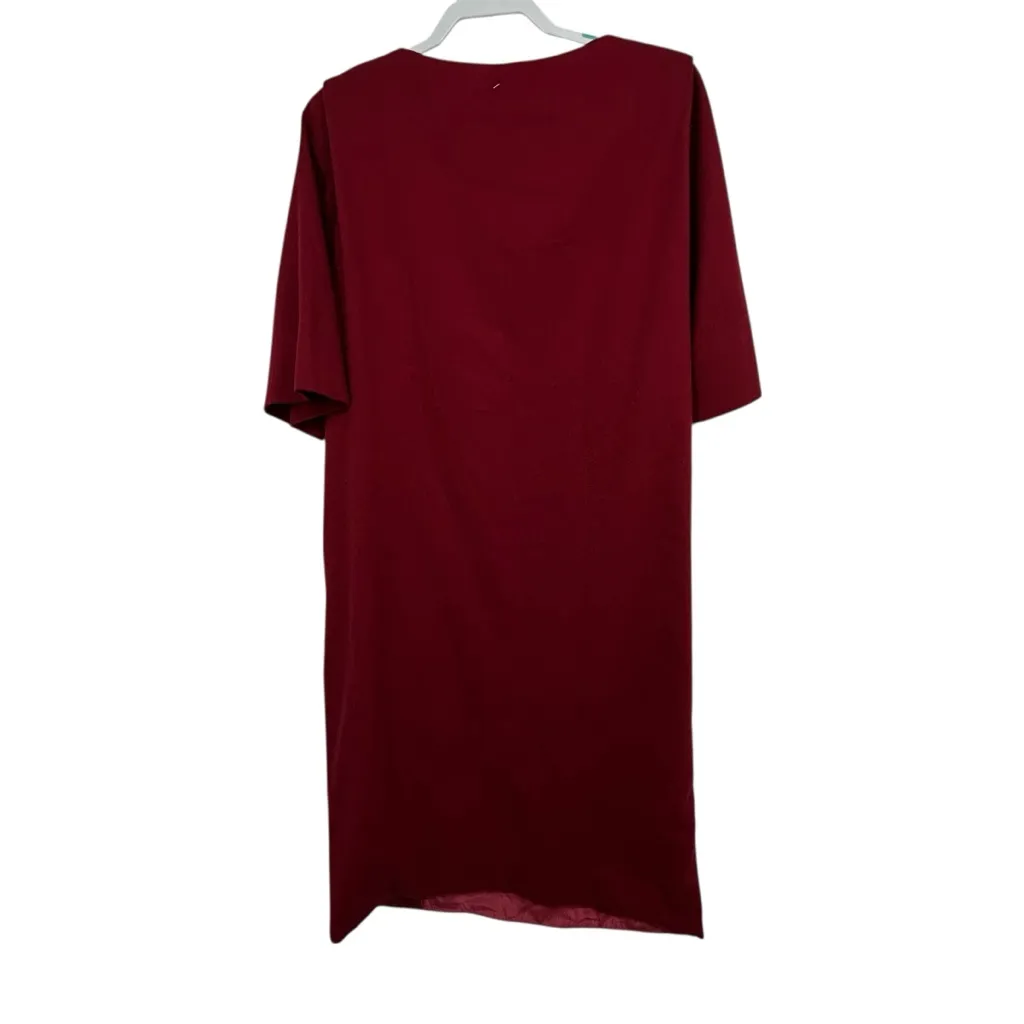 Vintage 1960s Handmade Couture Wool Dress Crimson Red w/ Black Frog Closures Size 8 - Image 8