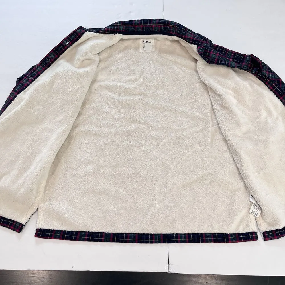 LL Bean‎ Plaid Sherpa Fleece Lined Flannel Shirt Jacket Shacket Size XS - Image 5