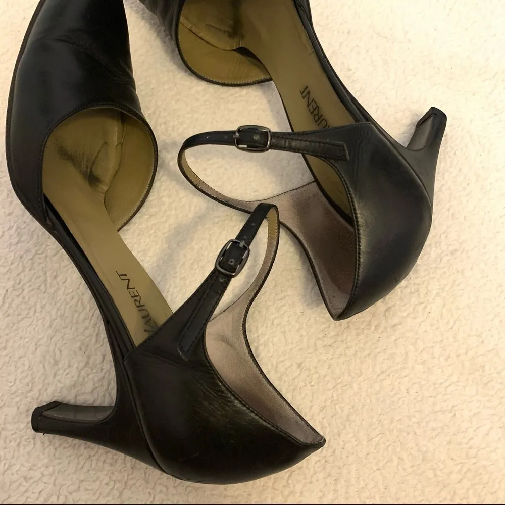 Yves St Laurent YSL Vintage Black Leather Heels418 Size 7.5 - Image 12