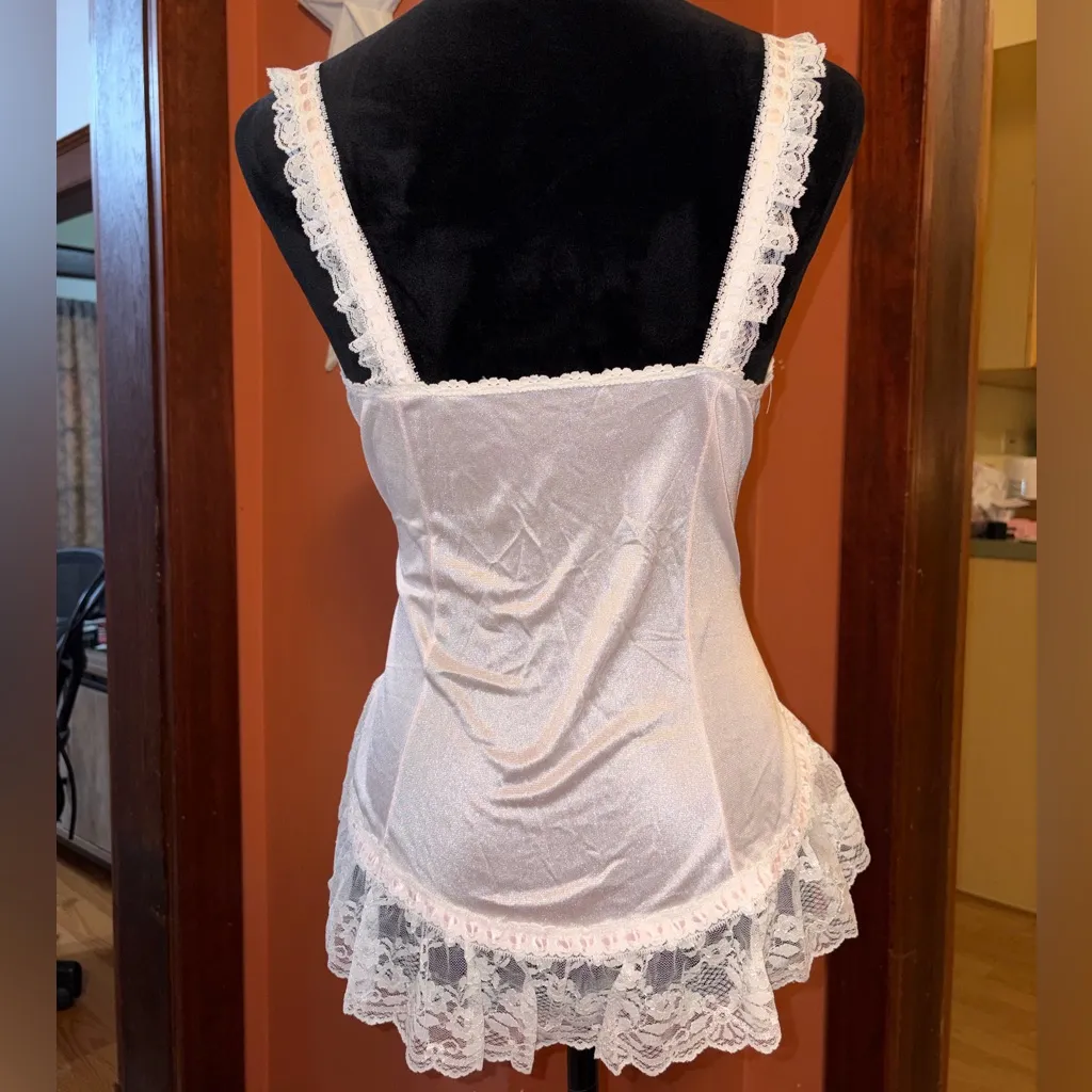 Vintage 50’s lingerie top White Size L - Image 5