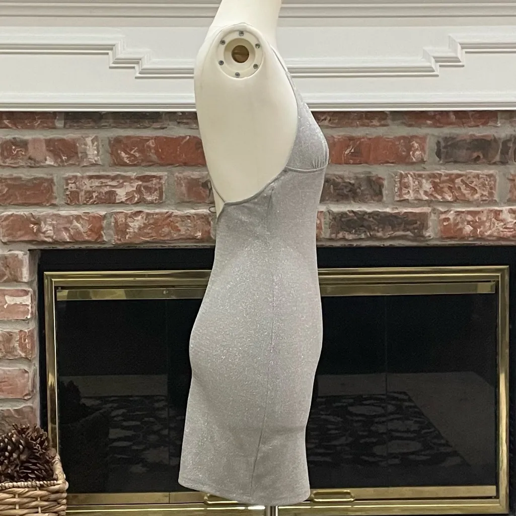 Divided by H&M silver metallic spaghetti strap knee-length dress / XS / EUC - Image 3