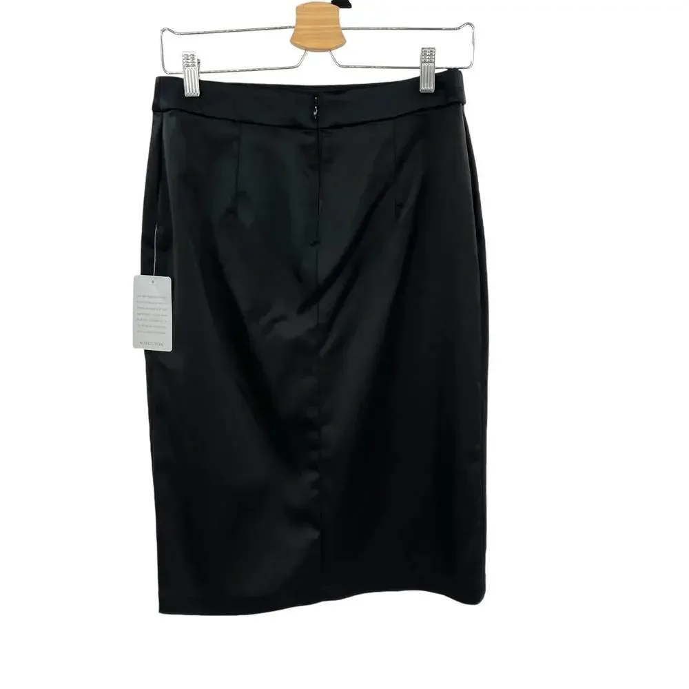 Tadashi Shoji Stretch Satin Pencil Skirt in Black Size 6‎ - Image 6