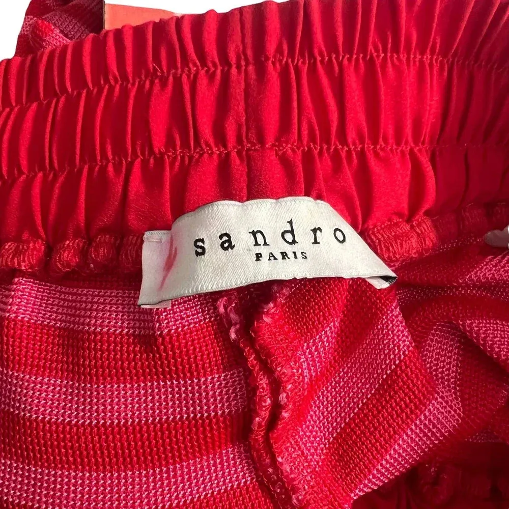 Sandro Red‎ and Pink Striped Knit Drawstring Shorts Size 1 / US Small - Image 7