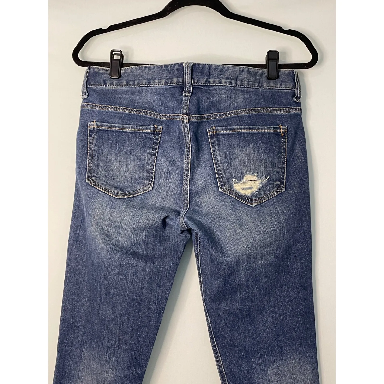 Express Womens Mid Rise Distressed Cuffed Jeans Blue Size 0 - Image 7