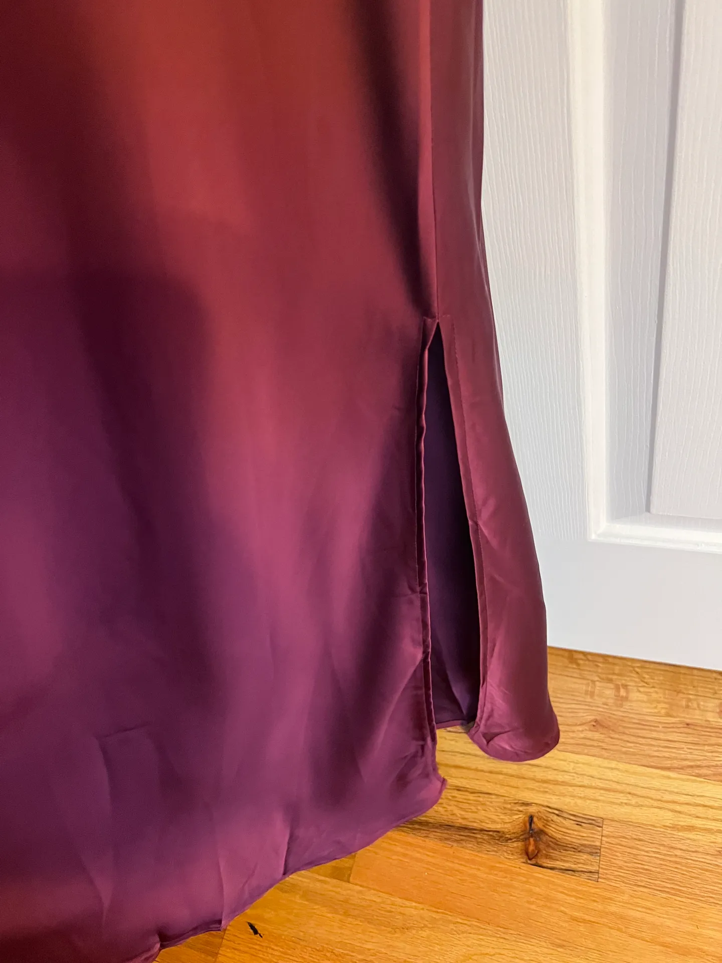 Classic Elegance Wine Satin Maxi Dress - Image 8