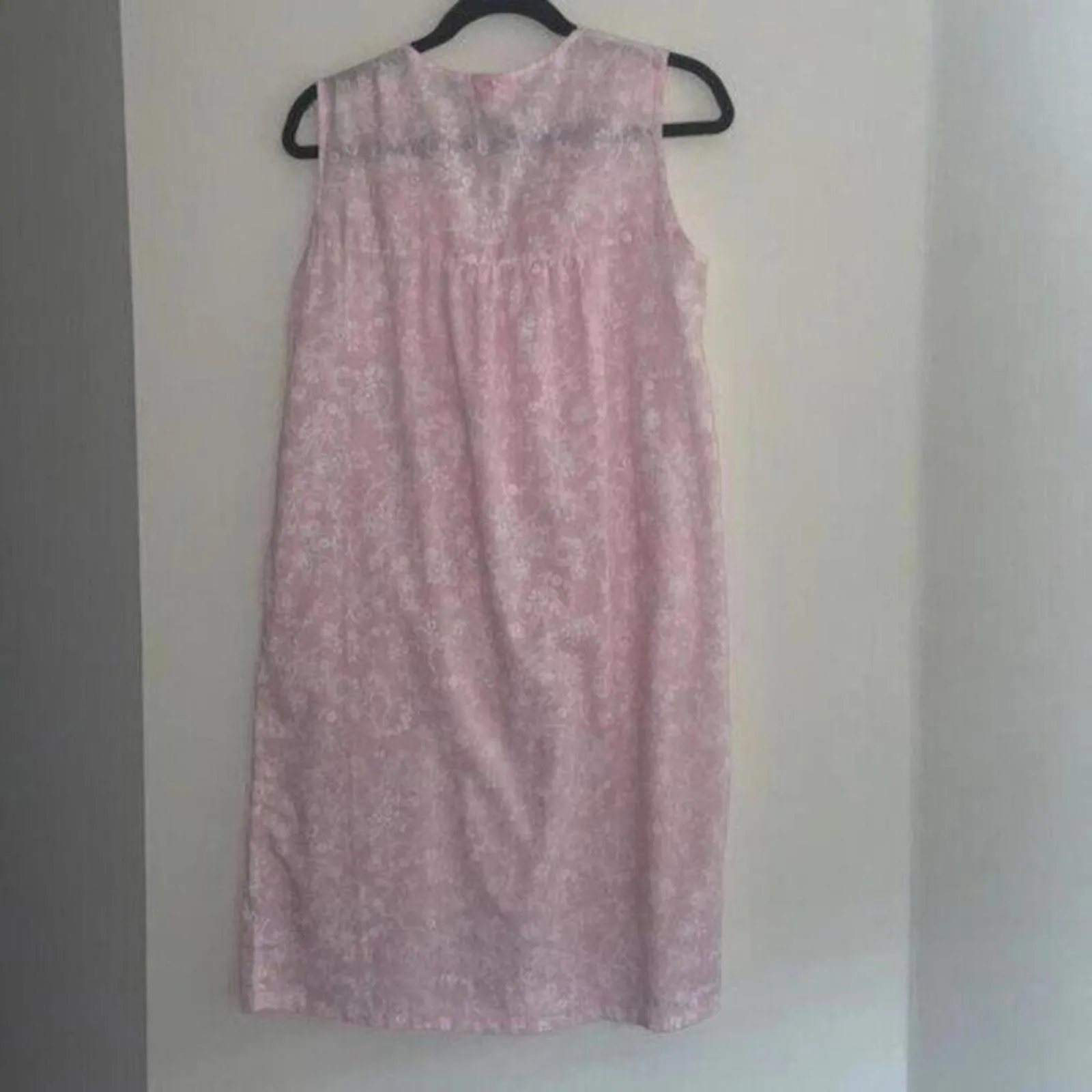 ✅Vintage 1960s Barbiecore Pink Floral Sleeveless Nightgown Pajama Lingerie Size L - Image 5