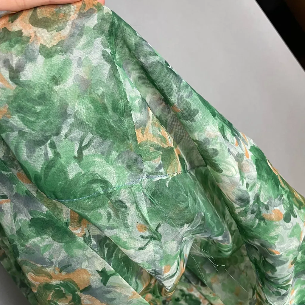 Vintage 1950s Dress Party Chiffon Short Sleeves Floral A - Image 11