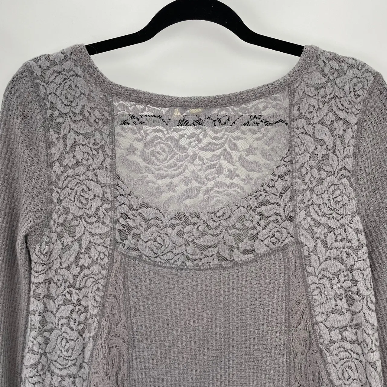 Anthropologie Eloise Women's Gray Gwyneira Waffle Knit Thermal Tunic Top Size XS - Image 12