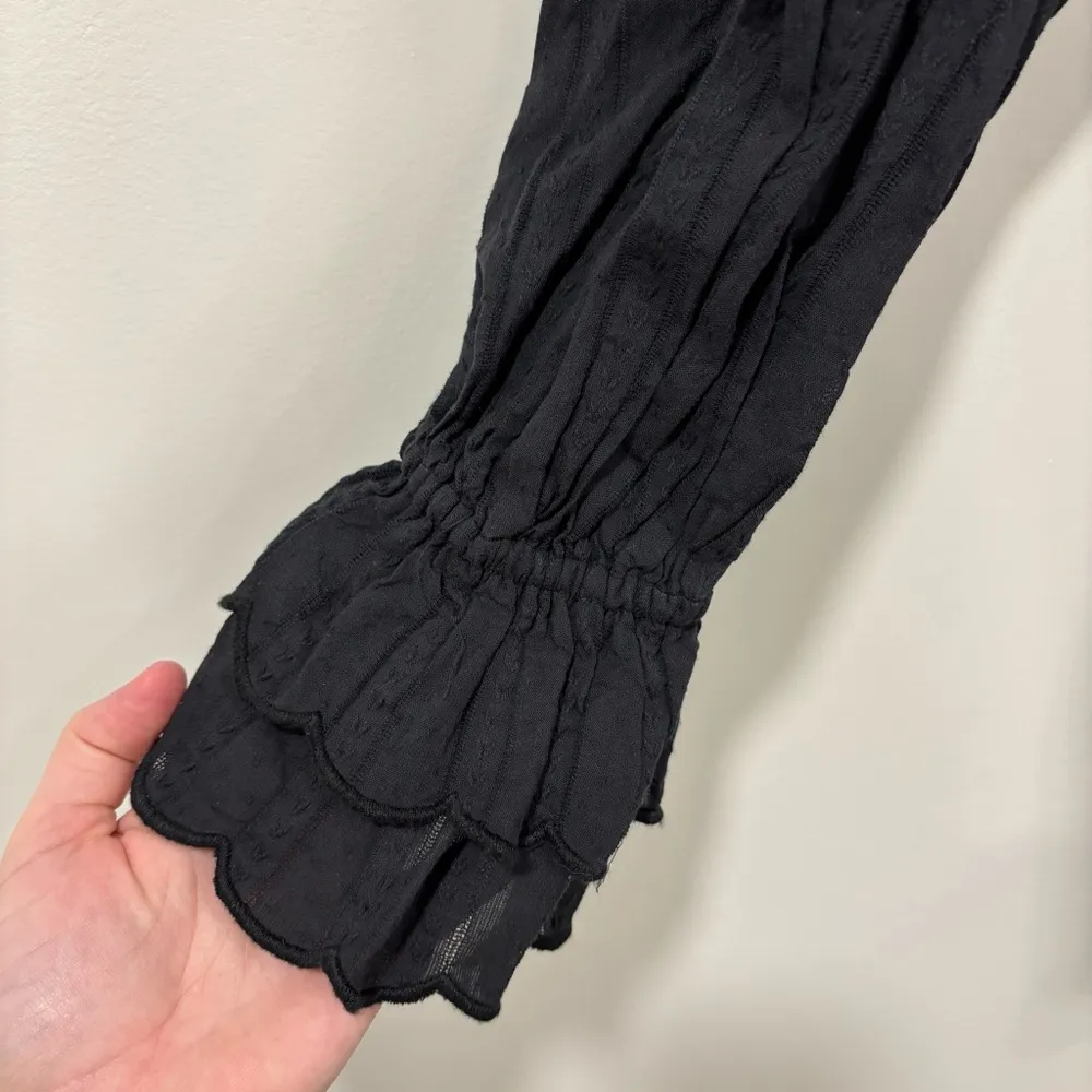 Urban Outfitters Pepper Ruffled Rib Babydoll Black Dress Prairie Cottagecore - Image 7