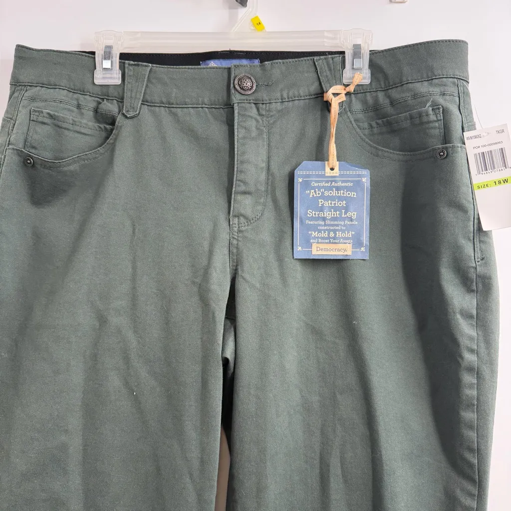 Democracy Ab solution Plus Size Straight Leg Colored Jeans 18W Dark Green NWT - Image 2