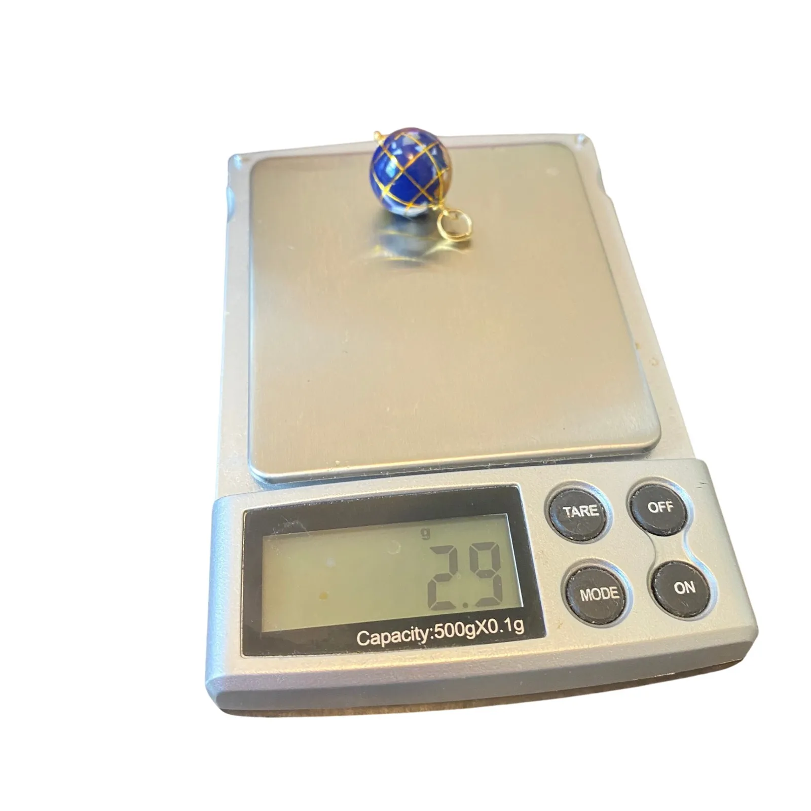 14k Gold Globe Charm Pendant Lapiz Lazuli Vintage Travel Unique Nautical World Blue - Image 6