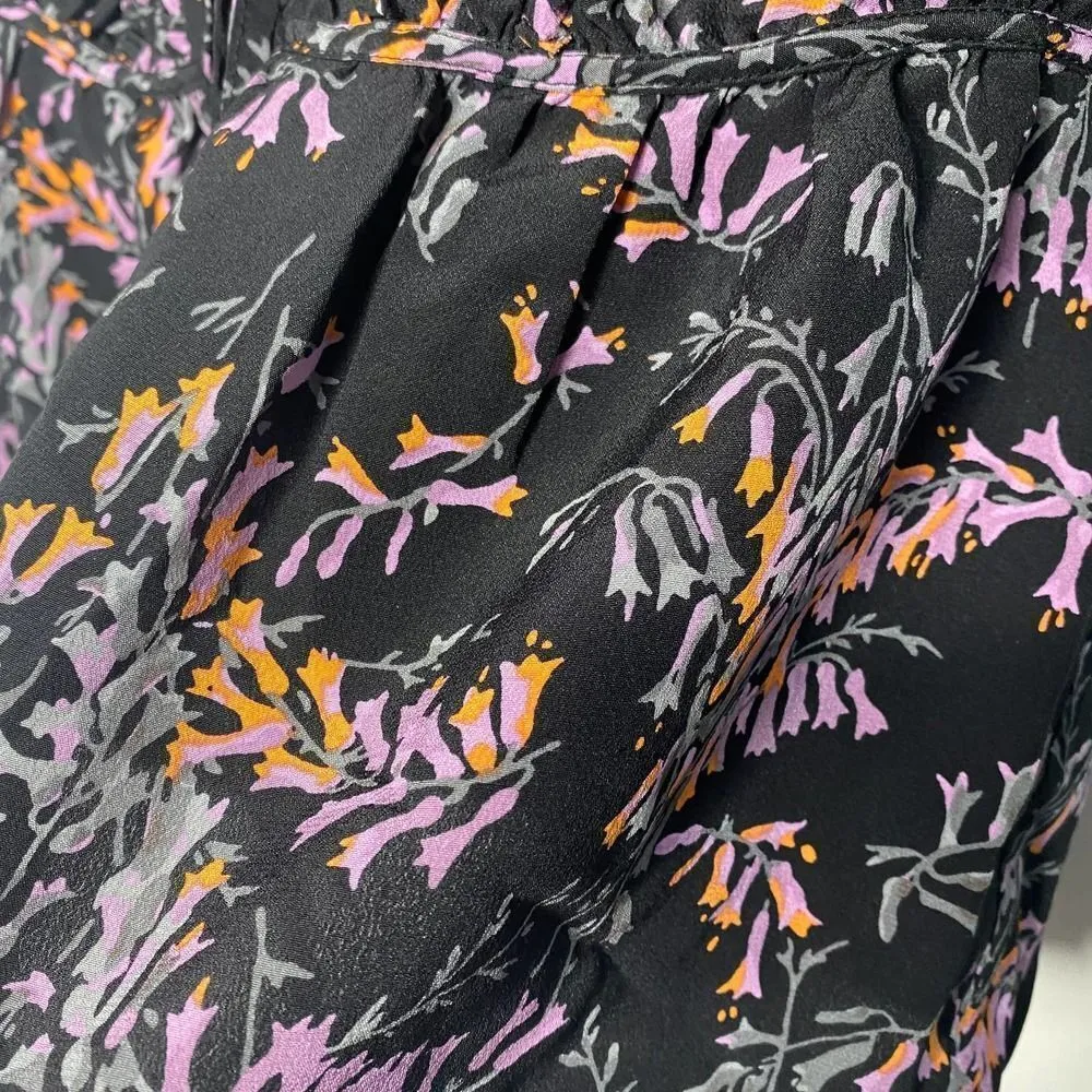 Cinq a Sept Snapdragon Keira Silk Floral V-Neck Blouse Short Sleeve Small Top - Image 8