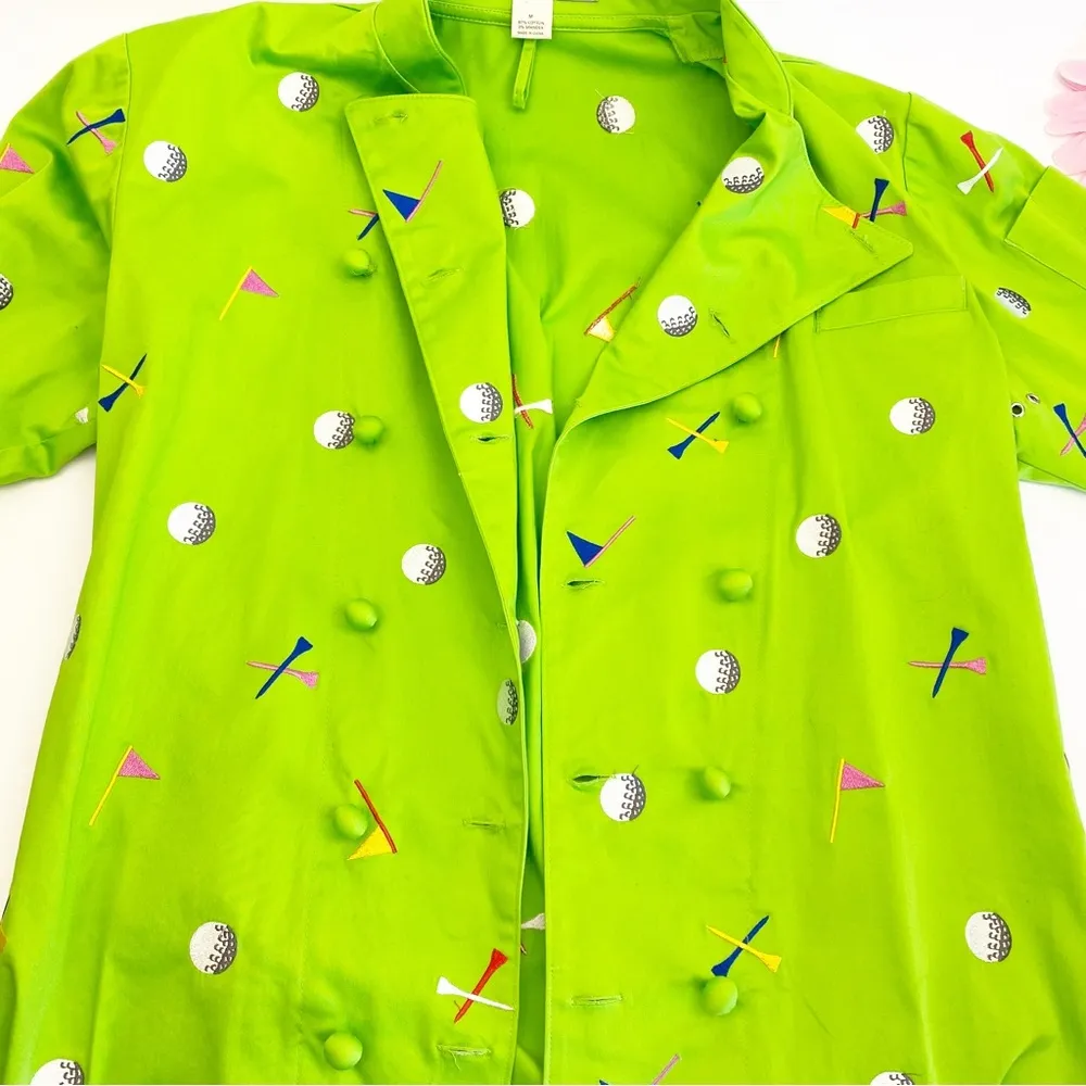 Loudmouth Golf Themed Novelty Print Cotton Blazer Jacket: Lime Green Size M - Image 7