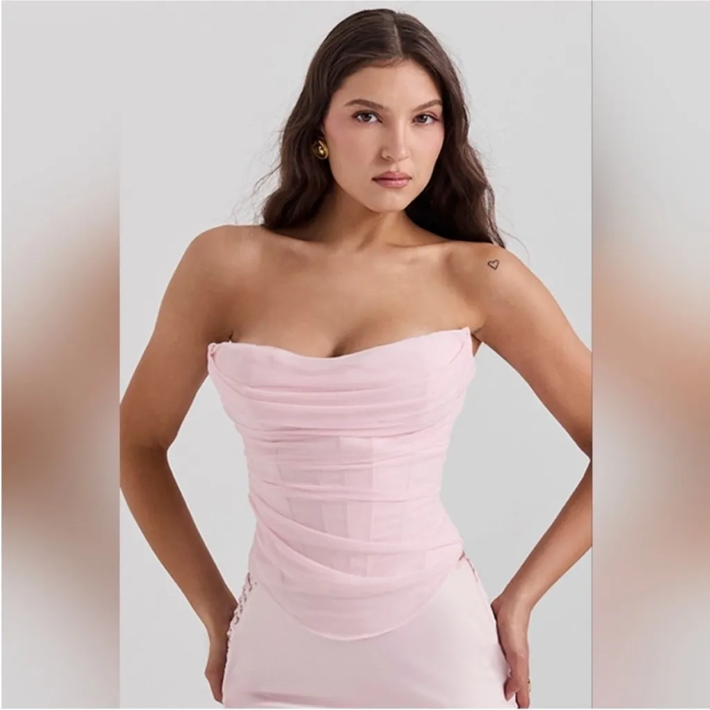 House Of CB‎ L D-DD Georgie Mesh Strapless Corset Top Ballerina Pink NWOT - Image 8
