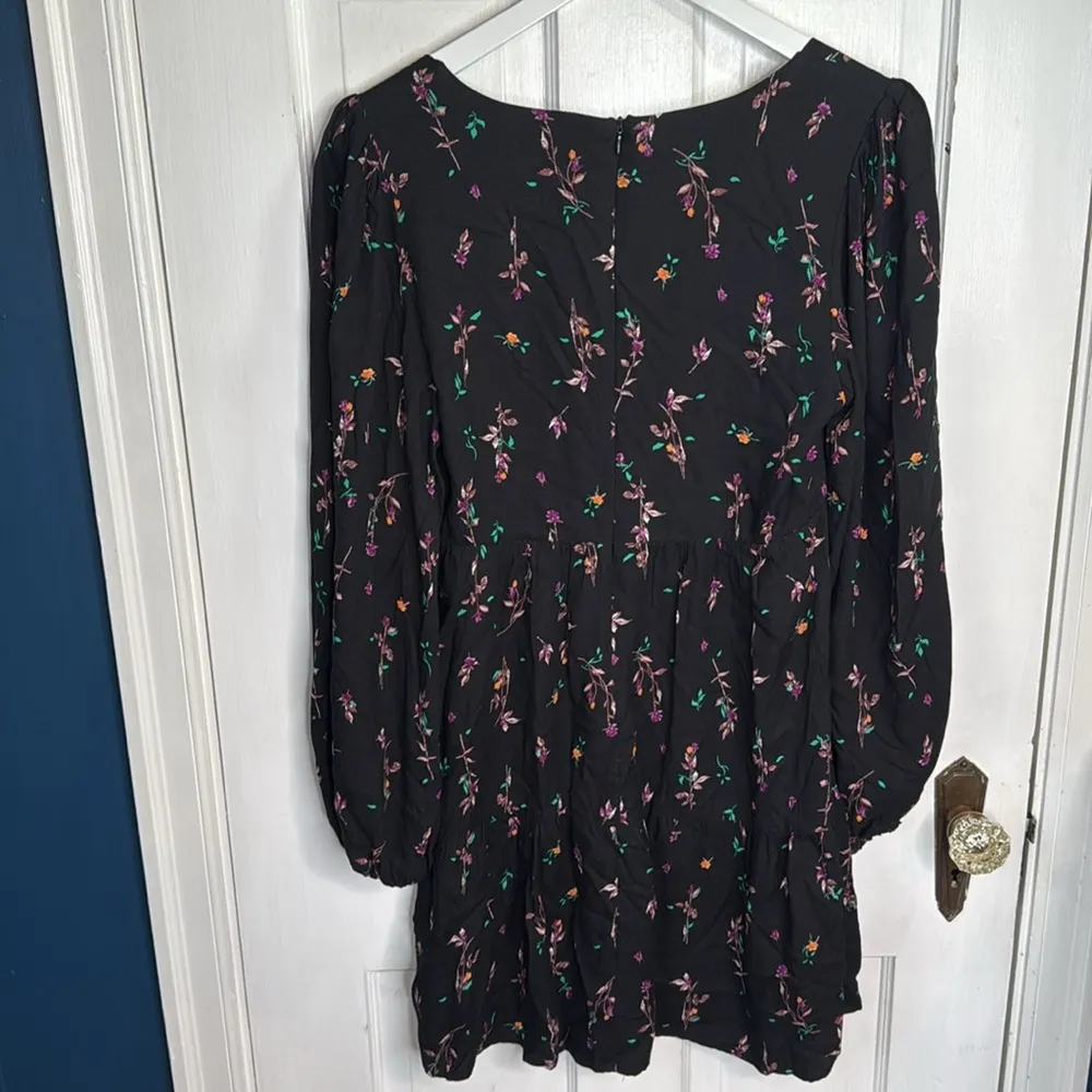 AFRM Channa Ruched Neck Floral Printed Black Long - Image 8