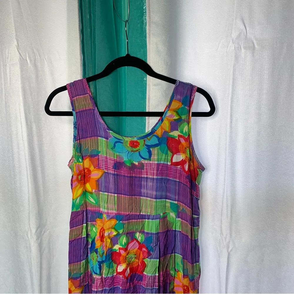 Vintage Jams world floral Hawaiian midi dress size small vacation beach made USA - Image 2