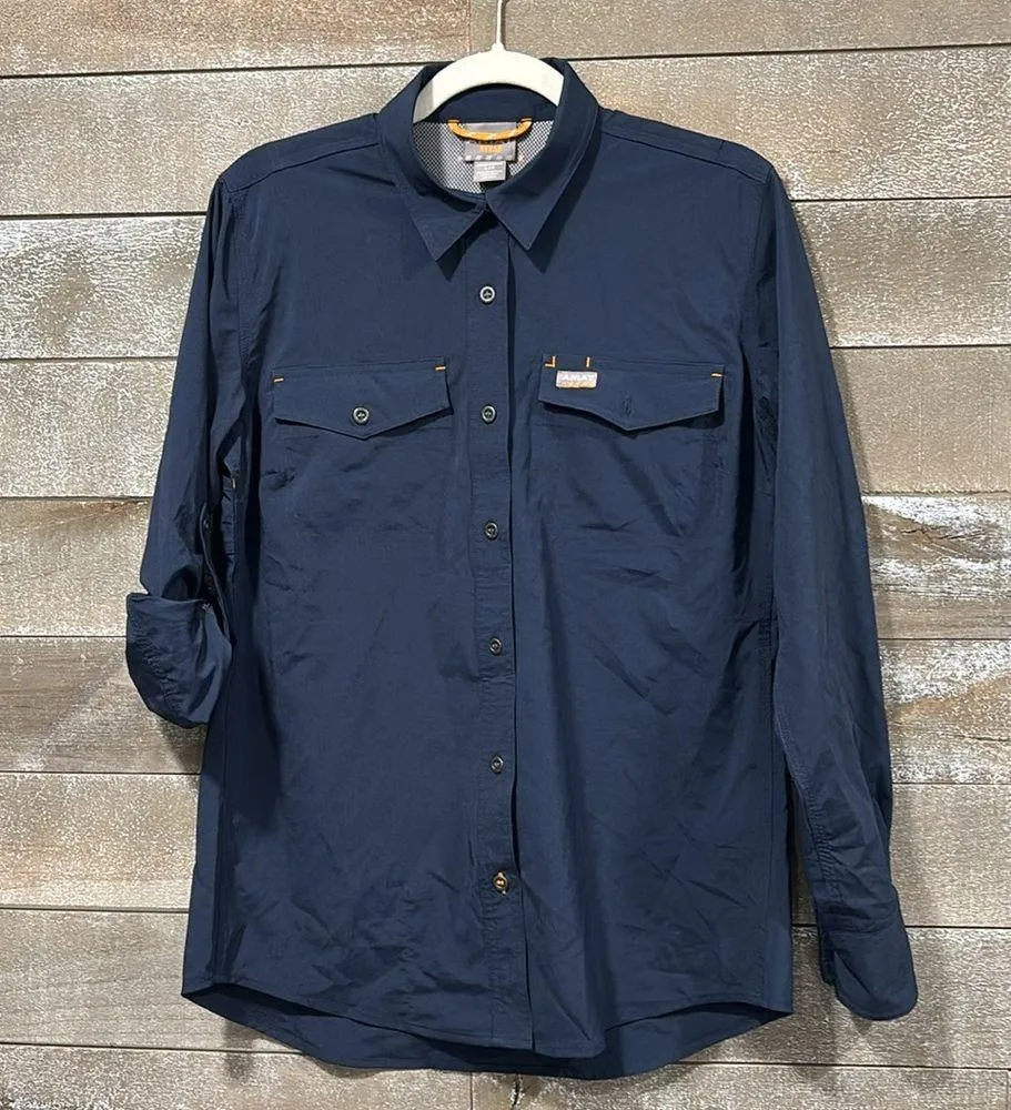 Ariat Navy REBAR MADE TOUGH VENTTEK DURASTRETCH LONG-SLEEVE WORK SHIRT Small - Image 3