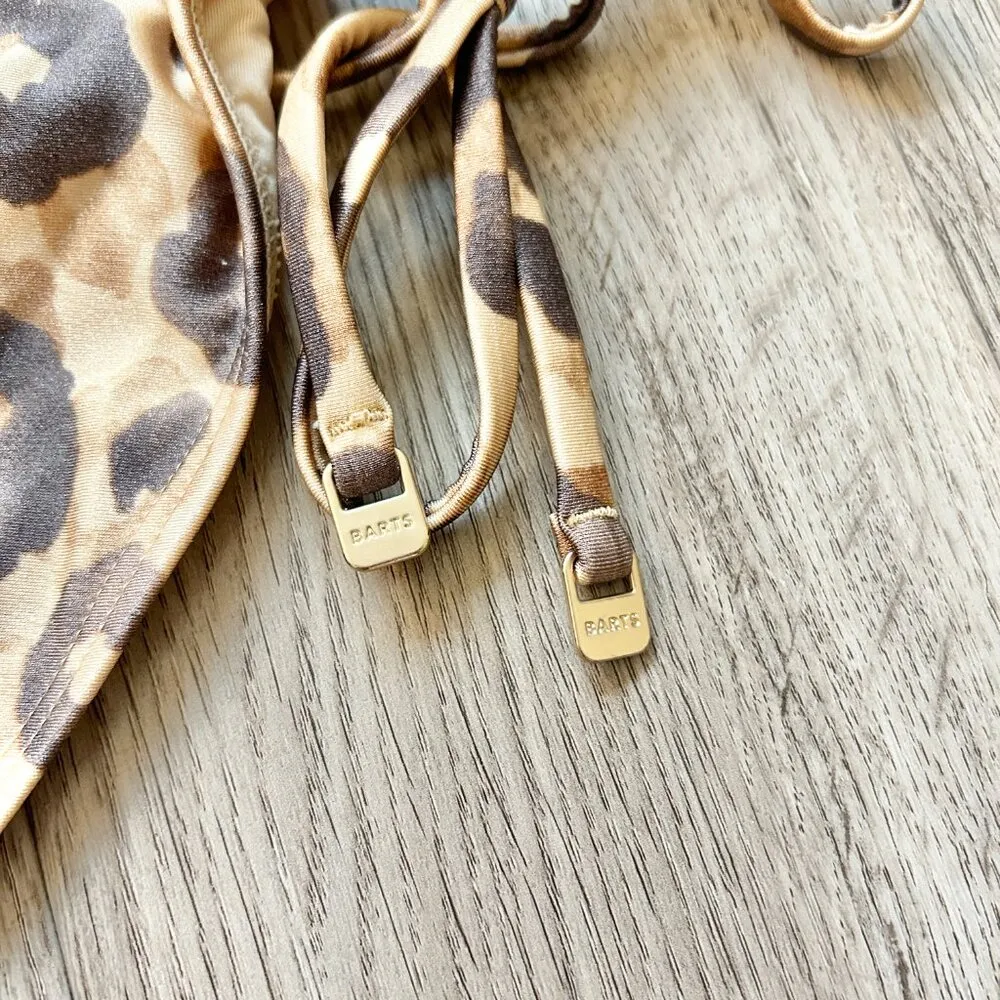 Barts Women's Sands Triangle Two Piece Bikini Set Leopard Print Size 8 Brown - Image 5