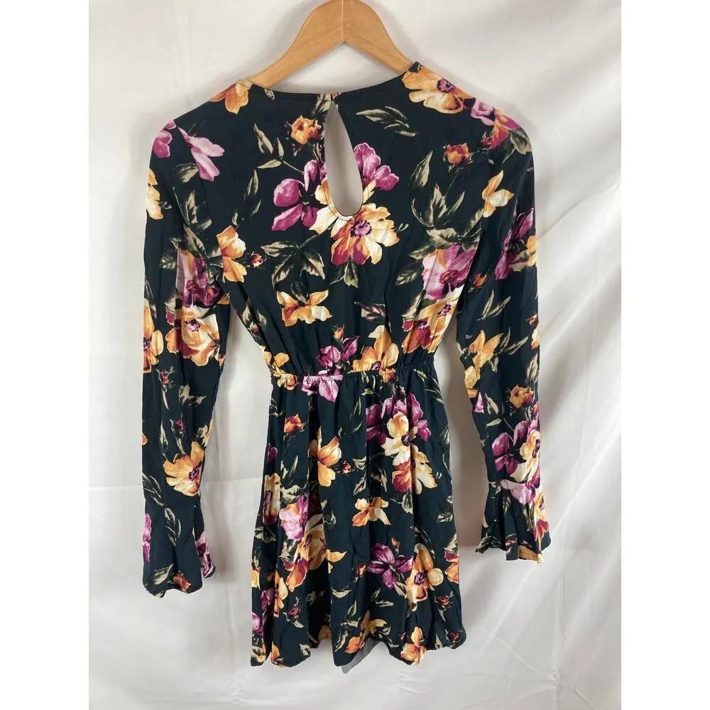 Kendall & Kylie Black Floral Cutout Bell Sleeve Dress XS - Image 4