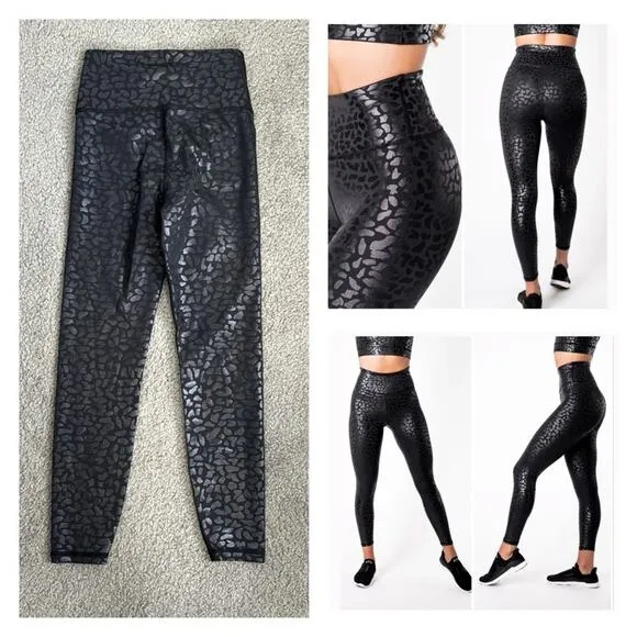 IVL Collective Chi Chi active leggings black in black leopard print sheen size 2 - Image 2