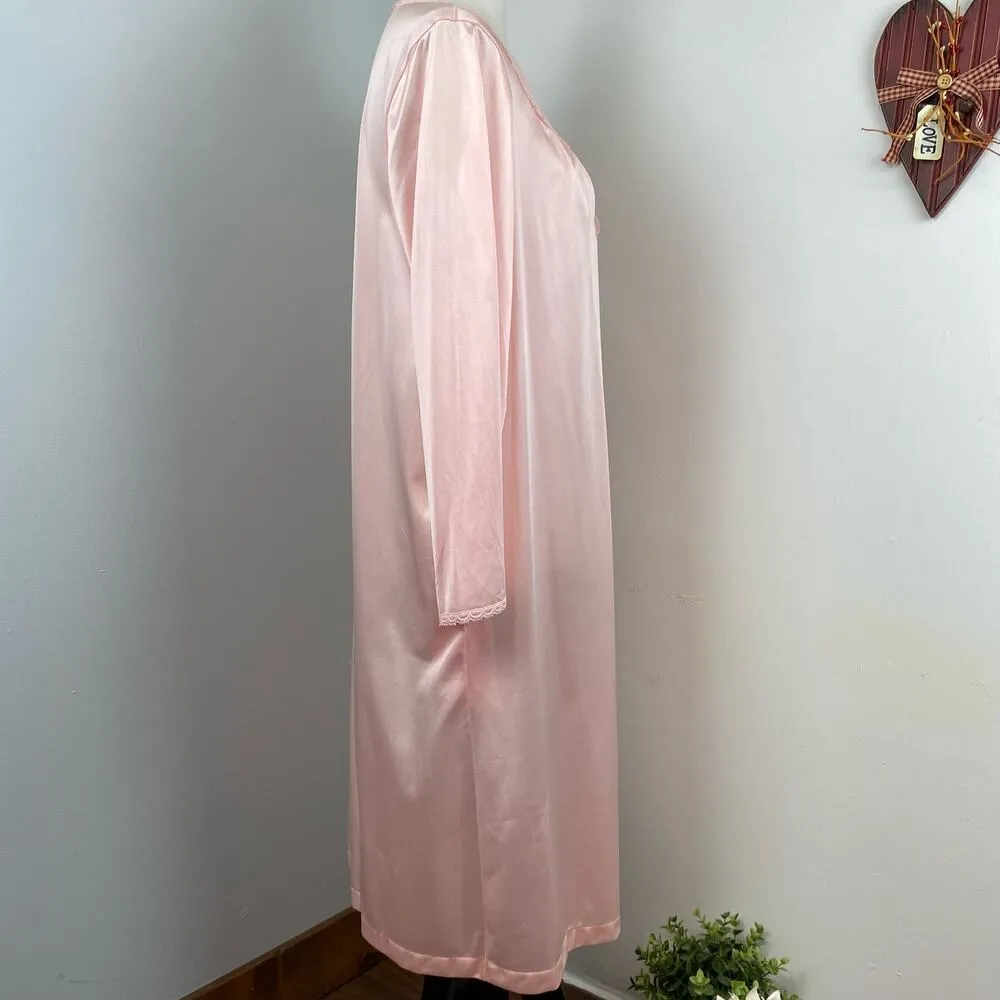 Vanity Fair Vintage Soft Pink Long Sleeve Sleep Shirt/Robe Large - Image 3