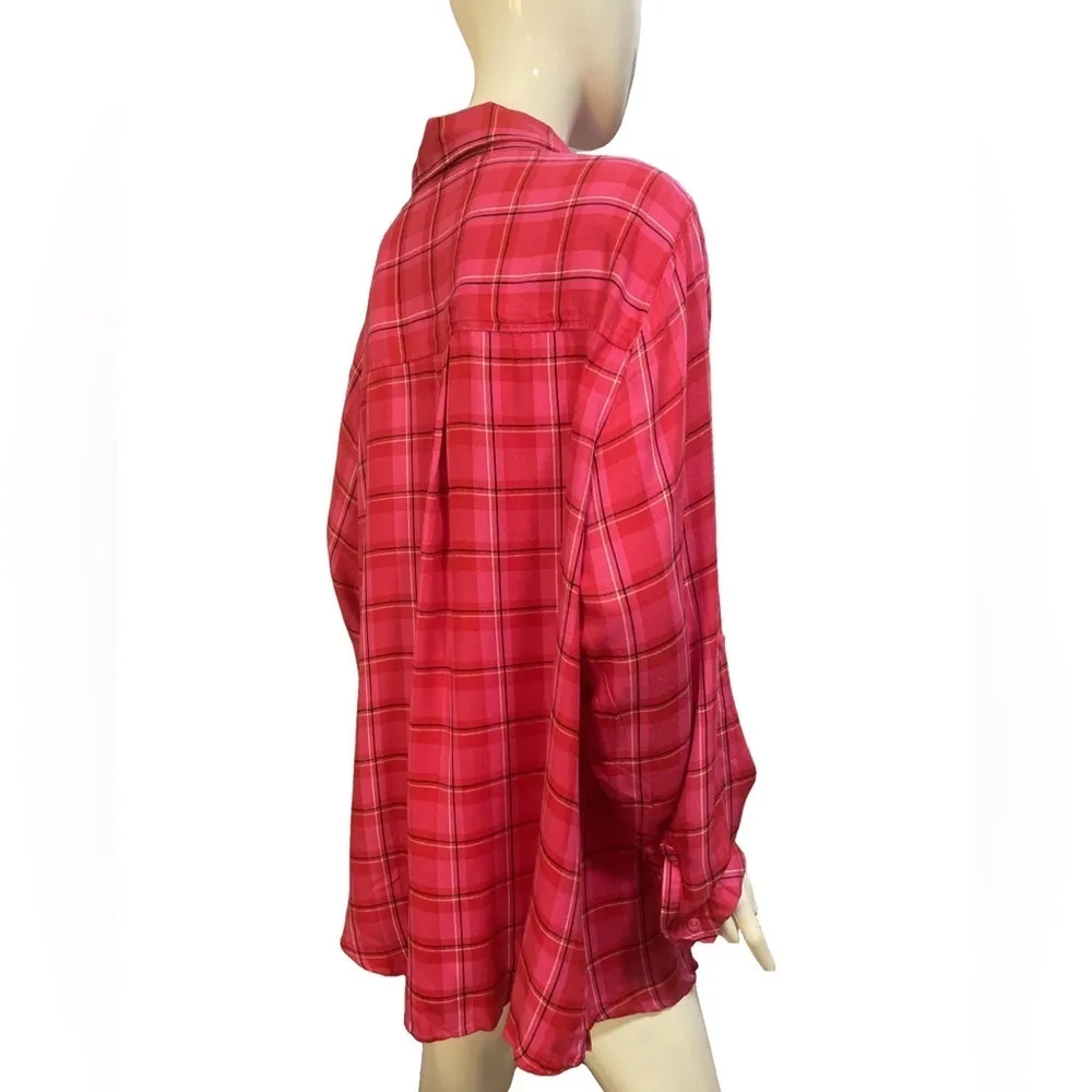 Lane Bryant Pink Plaid Flannel Button Down Long Sleeve Shirt 22/24 - Image 2