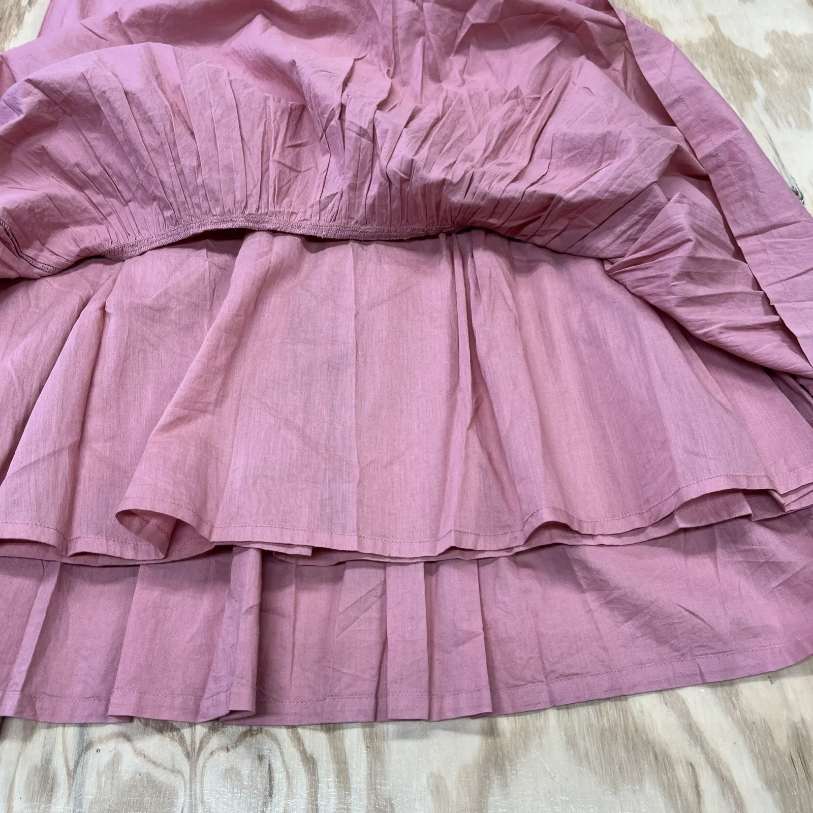 Patrons Of Peace Babydoll Puff Sleeve Maxi Dress Pink Small Cottage Y2K Boho - Image 10