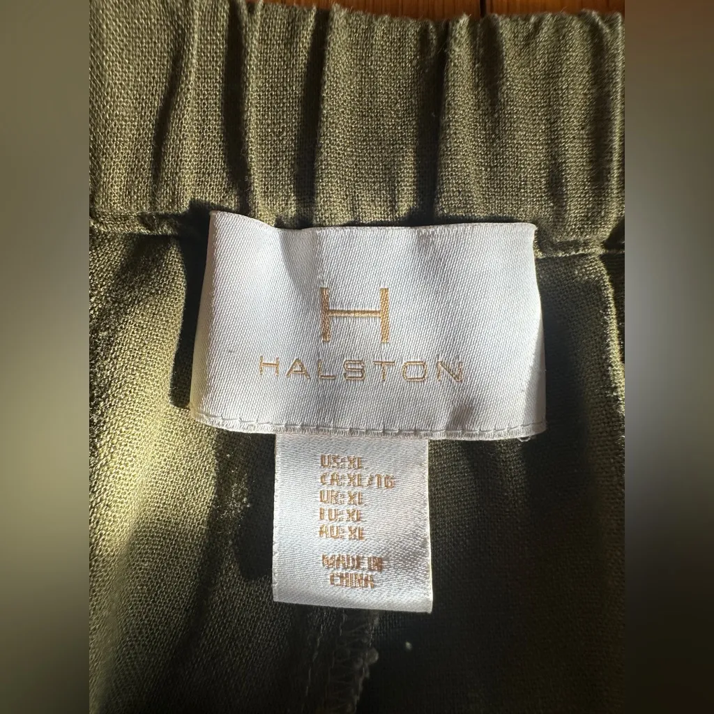 H by Halston Army Green Linen Blend Wide-Legged Pants, Size XL - Image 5