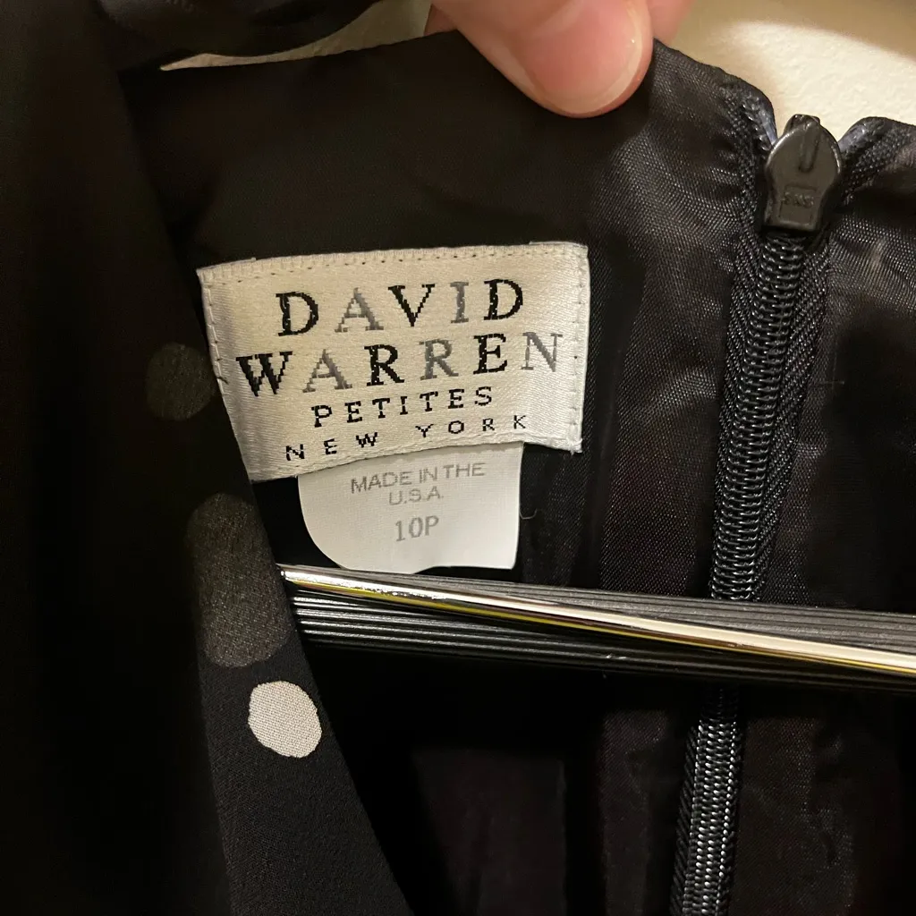 Vintage David Warren chiffon black and white‎ polka dot dress sz 10P - Image 2