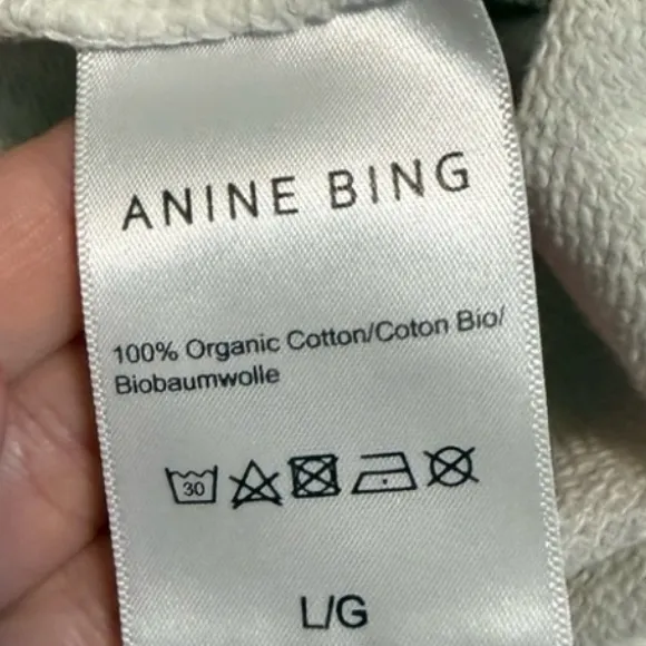 Anine Bing‎ Sport Harvey Womens Cream Hoodie Sweatshirt Purple Letters Sz Large - Image 4