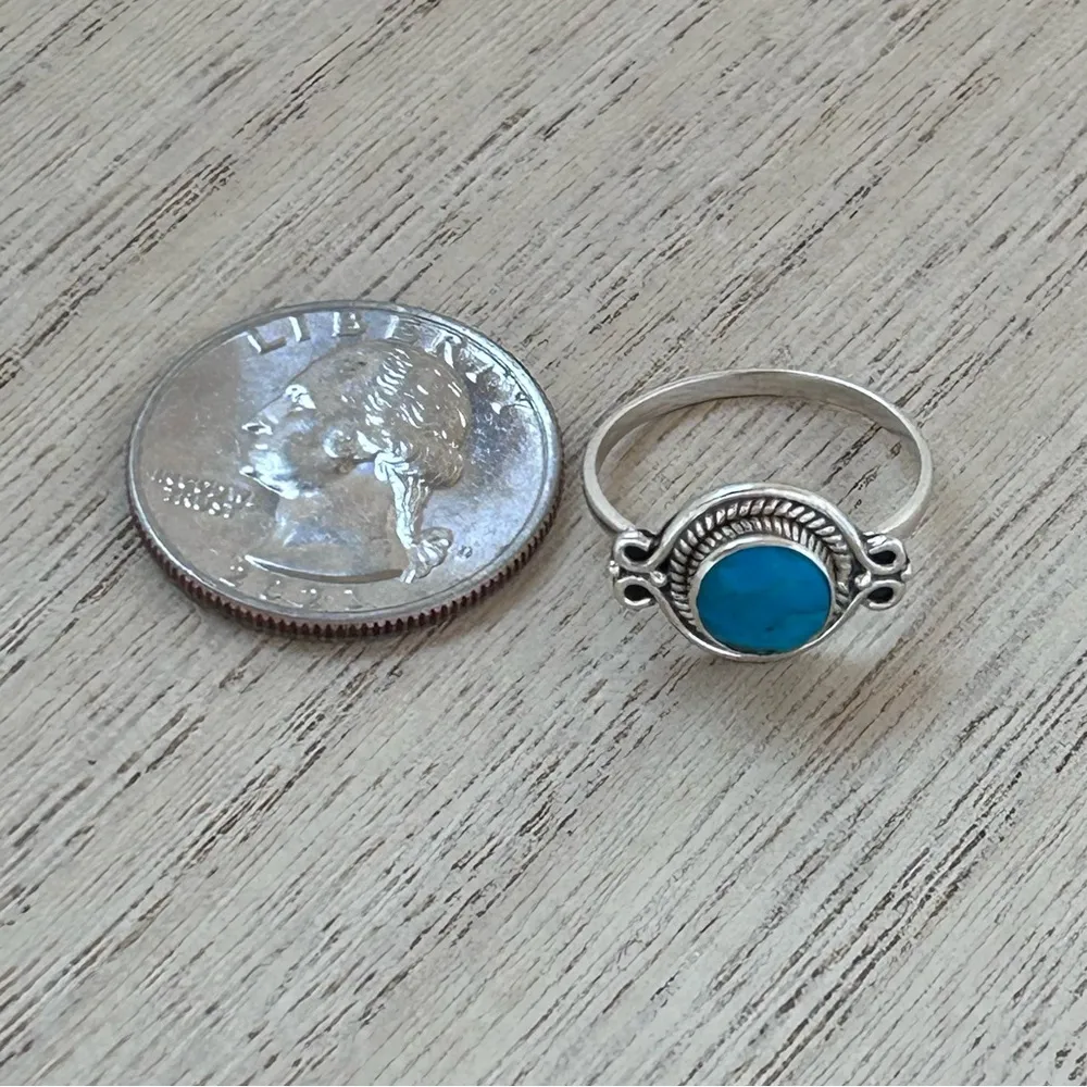 NEW 925 Sterling Silver Ladies Circle Cut Turquoise Ring Western Jewellery Blue - Image 8