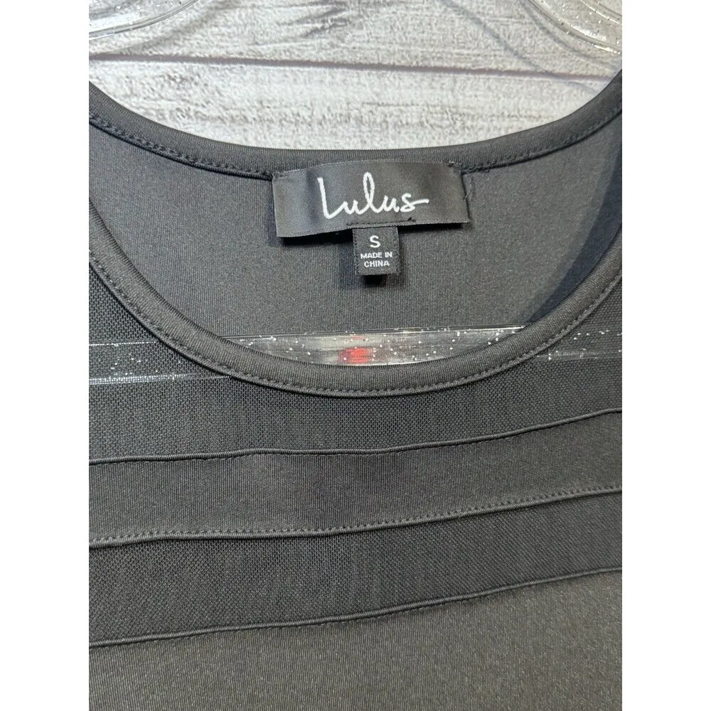 Lulus Black Final Stretch Sleeveless Mesh Short Mini Fit & Flare Dress SZ SMALL - Image 4