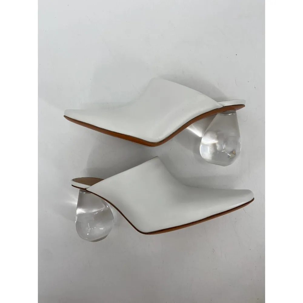 Loewe White Calfskin Bulb Drop Heel Mules 37 NOWB - Image 7