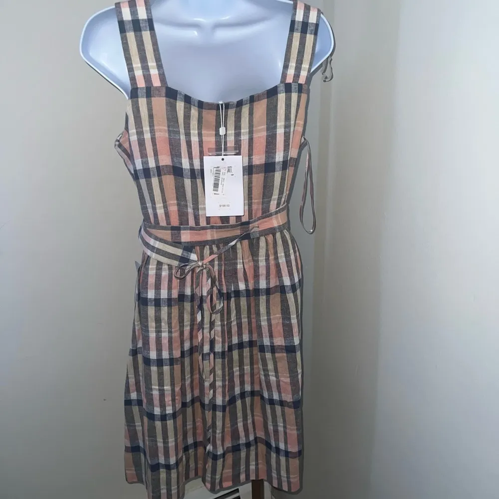 GAL Mets GLAM NWT Madras Plaid Check Linen Blend Dress Size 10P - Image 8