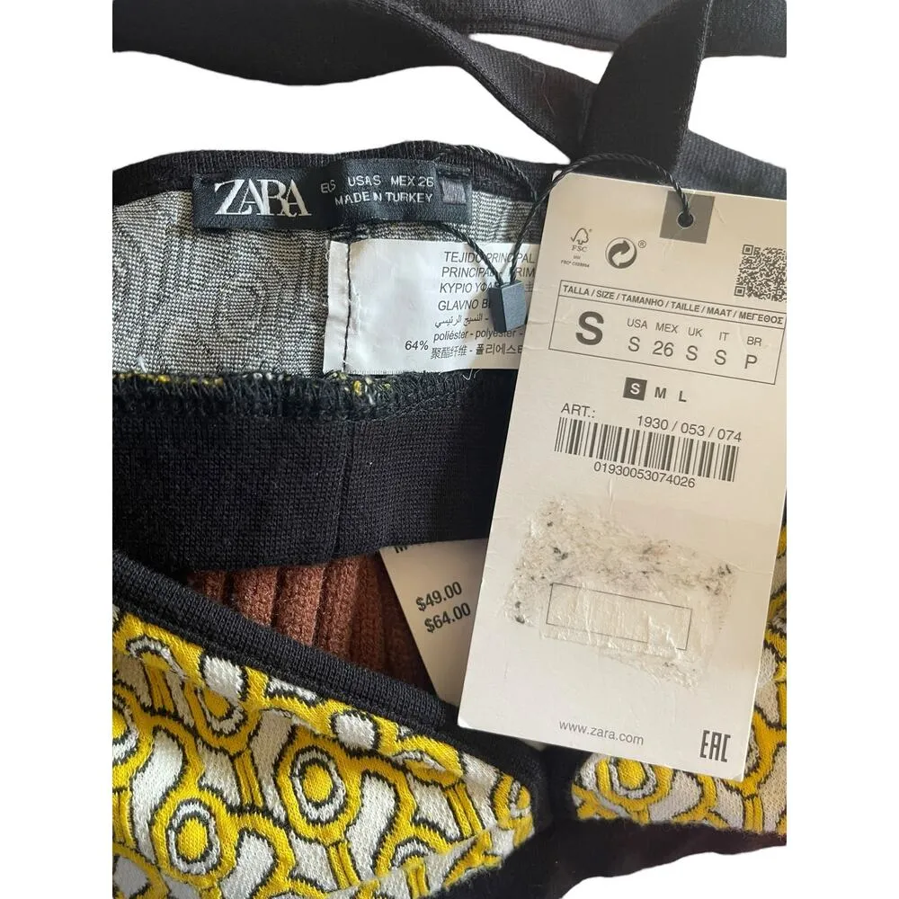 NWT Zara Yellow/Black/White Bralette Size Small - Image 6