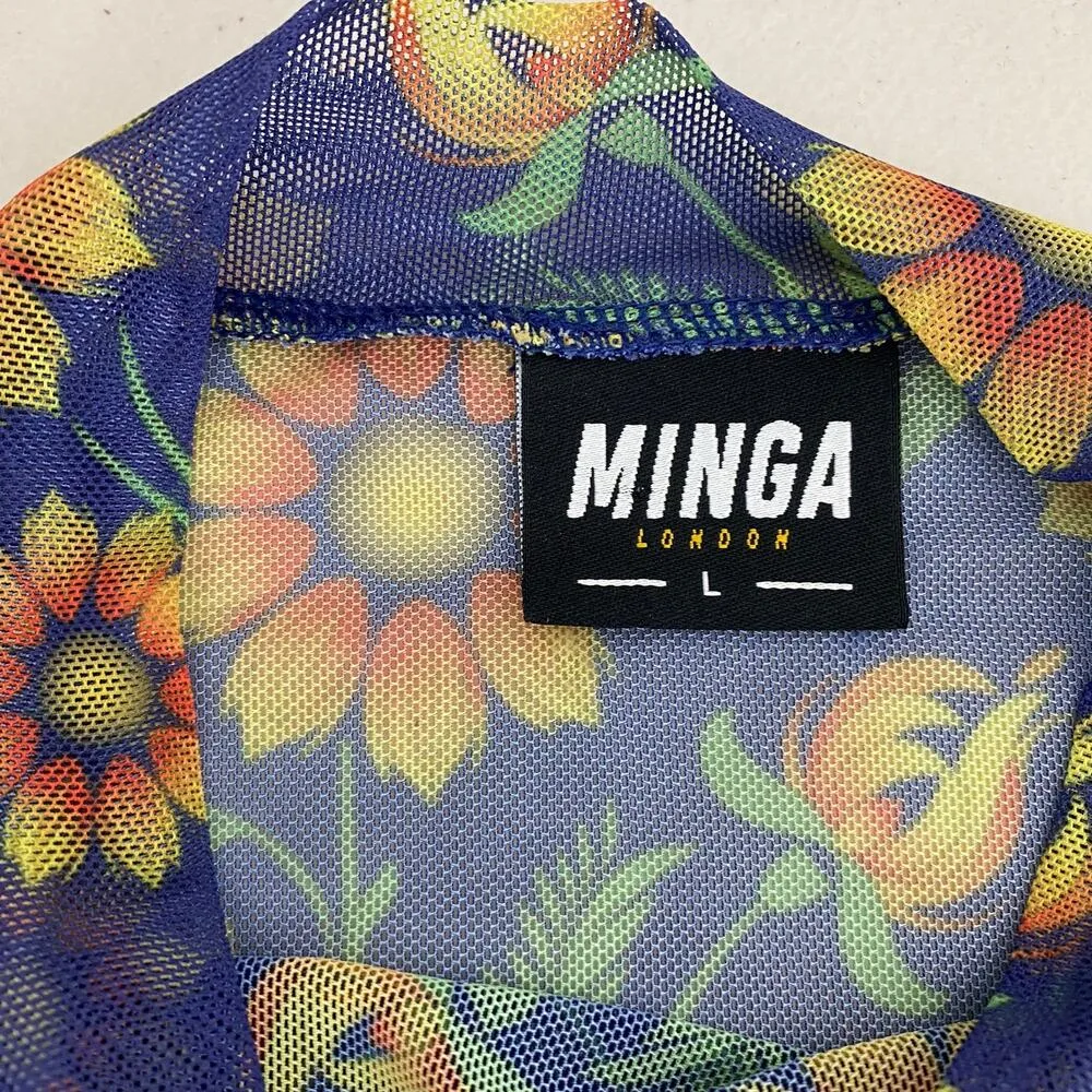 Minga London Sheer Blue Purple Sunflower Floral Long - Image 3