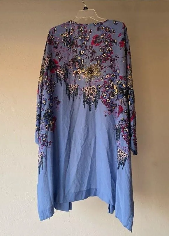 Free People blue multicolored floral print kimono - Image 6